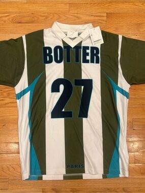Reebok x Botter Paris Men's Green & White Striped Soccer Jersey ⭐️NWT⭐️